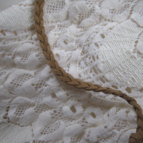 Nightcap Ivory Cream Lace Mini Dress Deep V Back Ecru Long Sleeves XS NWT - Picture 10 of 11